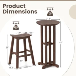 Tangkula 3PCS Outdoor HDPE Bar Table & Chair Set For 2 W/ Footrests For Garden Yard Pool -Tangkula GUEST 248e2f61 0094 4c25 8ecf 4280b2cc754f