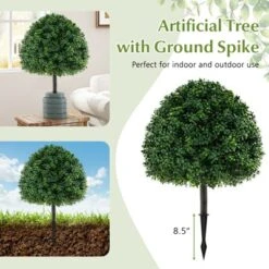 Tangkula 2PCS 28" Artificial Boxwood Topiary Ball Tree Set W/Ground Spike Sun-Protective -Tangkula GUEST 24a81384 72de 4bf6 afed ec45288d870e