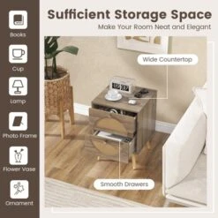 Tangkula Rattan Nightstand Set Of 2 End Side Table With 2 Rattan Drawers Pine Wood Legs Wood Accent Table -Tangkula GUEST 24bbfb6e 83c1 41f6 9728 973b4ef1735c