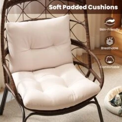 Tangkula PE Wicker Egg Chair Patio Cocoon Lounger W/ Comfortable Cushions & Metal Frame 14 Tangkula PE Wicker Egg Chair Patio Cocoon Lounger W/ Comfortable Cushions & Metal Frame -Tangkula GUEST 24f1f7a4 3bc5 4cf0 8bbb 9054ed19362d