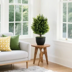 Tangkula 2 Pack 24" Artificial Cypress Topiary Ball Tree Set W/Ground Spike Decoration