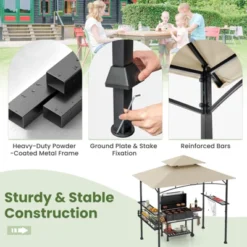 Tangkula 8 X 5 FT BBQ Grill Gazebo W/ 2 Side Shelves Storage Basket Hanging Hooks Outdoor -Tangkula GUEST 250be297 b2f3 41ce b8b3 29662afde7ad