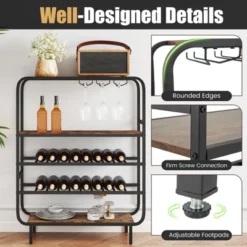 Tangkula 16 Bottle Drinks Rack W/ Glass Holders Metal Frame Storage Shelf For Kitchen 17 Tangkula 16 Bottle Drinks Rack W/ Glass Holders Metal Frame Storage Shelf For Kitchen -Tangkula GUEST 2561cec4 7b99 4ff1 9814 9e31a4c8b88c