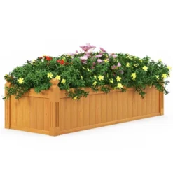 Tangkula Patio Wooden Raised Garden Bed Rectangular Garden Planter W/ Drainage System -Tangkula GUEST 25814d27 3fb1 453d 9547 b66f944bc6b9