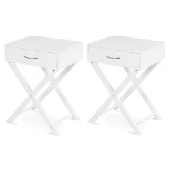 Tangkula 2PCS Modern Versatile Nightstand X-shape Wooden End Table With Drawer Accent Side Table For Bedroom Black/White -Tangkula GUEST 2731c675 0969 45d0 97e0 3b1ebf614f38