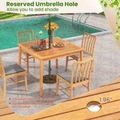 Tangkula 39" 4-Person Outdoor Acacia Wood Dining Table W/ 1.96" Umbrella Hole For Porch -Tangkula GUEST 27b38259 a589 4d75 8b3a df64a4a1814a