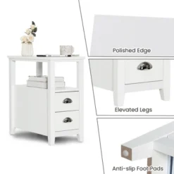 Tangkula 2PCS Nightstand Side End Sofa Table W/ 2 Drawers For Living Room Bedroom White -Tangkula GUEST 27d97616 ad43 4889 b546 7bdea15b30b2