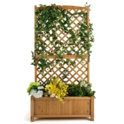 Tangkula 71" Tall Raised Garden Bed Wooden Planter W/ Trellis For Flower Climbing Plant -Tangkula GUEST 286906dc ec7c 44ea 8ec2 e85ed167c3d2