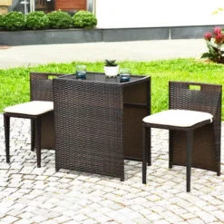 Tangkula 3 PCS Cushioned Wicker Patio Furniture Set Seat Sofa Outdoor No Assembly Brown -Tangkula GUEST 2875115e aa07 4aa2 b8ef bdc73d80cc1c