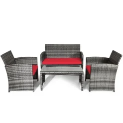 Tangkula 4-Piece Outdoor Patio Furniture Set Rattan Wicker Conversation Sofa Set -Tangkula GUEST 287fdb7c 48a6 4d61 9b77 1d38c1aed32e