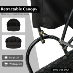 Tangkula Patio Round Daybed Wicker Daybed W/ Retractable Canopy Separated Seating Sectional Sofa -Tangkula GUEST 28e5092f 0686 4b13 a609 219fb7754adf