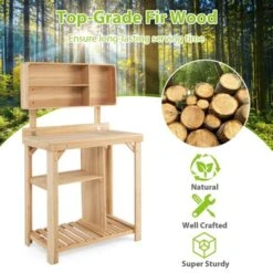 Tangkula Garden Work Bench, Wood Potting Station W/ Bottom Shelves & Top Compartments Solid Fir Wood Structure 19 Tangkula Garden Work Bench, Wood Potting Station W/ Bottom Shelves & Top Compartments Solid Fir Wood Structure -Tangkula GUEST 290957a3 fdb1 4ba3 a1cb 8f4dc5f82d29