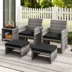Tangkula 2 Pieces Patio PE Rattan Ottomans With Soft Zippered Cushions For Deck Frame -Tangkula GUEST 2926ab1b d0a2 4782 b9f2 7bc959164b7d