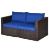 Tangkula 2PCS Rattan Corner Sofa Set Patio Outdoor Furniture Set W/ 4 Navy Cushions -Tangkula GUEST 29964aa2 8c00 403a 90fe a7843329debe