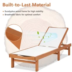 Tangkula 1PC/2PCS Outdoor Chaise Lounge Chair, Eucalyptus Wood Recliner W/ 5-Level Backrest, Breathable & Quick Drying Seat Fabric -Tangkula GUEST 29b08f44 4aa3 4379 a710 c89c535f46b3