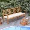 Tangkula 3-Seat Patio 64 Inch Wood Bench W/ Seat Cushion Slatted Seat & Backrest Outdoor -Tangkula GUEST 29eb96d7 e5b8 48e3 af70 1fb769e7a4c8