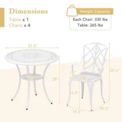 Tangkula 5 Pieces All-Weather Outdoor Cast Aluminum Dining Set Round Dining Table -Tangkula GUEST 2a071cd6 8bd2 4627 a77a b1ef6735a496