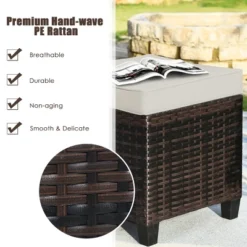 Tangkula 4PCS Rattan Ottoman Outdoor Patio Furniture Cushioned Footstool Footrest -Tangkula GUEST 2a18bedc c780 4e23 a415 007ac9a1edf6