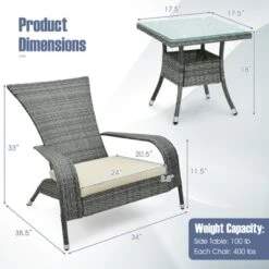 Tangkula 3-Piece Wicker Adirondack Set Ergonomic Oversized Rattan Chairs W/ Coffee Table Comfy Seat Cushions -Tangkula GUEST 2a2fd18f 37b7 4b10 b9ac 23bd0372aeb5