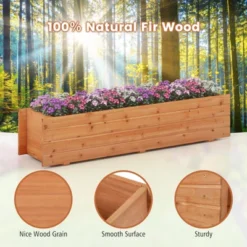 Tangkula Raised Garden Bed, 44" X 11" X 10" Wood Rectangle Planter Box With Drainage Holes Water-resistant Paint -Tangkula GUEST 2ad29fe6 9823 4ebc b802 dd12e4378b83