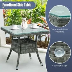 Tangkula 3-Piece Wicker Adirondack Set Ergonomic Oversized Rattan Chairs W/ Coffee Table Comfy Seat Cushions -Tangkula GUEST 2aeed27b adeb 44c8 983c 59b2391c3f54