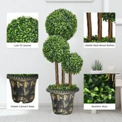 Tangkula 36” Artificial Topiary Three Ball Tree Decorative Trees Fake Greenery Plants Indoor&Outdoor -Tangkula GUEST 2afe529f 46ad 4157 a8ab 94cea7695f6d