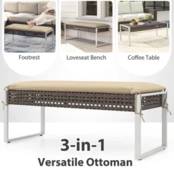 Tangkula 43 Inch Patio Rectangle Ottoman W/ Metal Legs & Seat Cushion -Tangkula GUEST 2b0ca5fb 1324 4bc8 a6f2 9dafbca7ea14 1