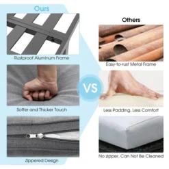 Tangkula 3PCS Patio Furniture Set Aluminum Lounge Adjust Back Recliner Sofa Table Cushion -Tangkula GUEST 2b4790db 690f 49c3 a59b a29a2344aaec