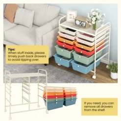 Tangkula Office Rolling Cart 12 Storage Drawer Studio Organizer Bins Scrapbook Paper Macaron -Tangkula GUEST 2b4d6e3b 8753 4dd5 a143 7e7c23c02549