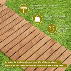 Tangkula 8' Weather-Resistant Straight Hardwood Pathway Roll Out Fir Wood Garden Walkway With Non-Slip Surface 17"/22" -Tangkula GUEST 2b5db2f8 e379 45b7 bc2b adc43d16ae6c