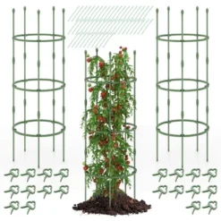 Tangkula 3-Pack Garden Tomato Trellis 60" Plant Support Cage W/ Adjustable Size For Plants -Tangkula GUEST 2b831a87 1991 43ea 9560 bda95b658ac6