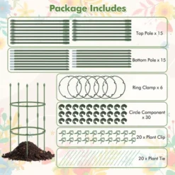 Tangkula 3-Pack Garden Tomato Trellis 40" Plant Support Cage W/ Adjustable Size For Plants -Tangkula GUEST 2b849dff 7e37 4025 a964 f9a55dab78ae