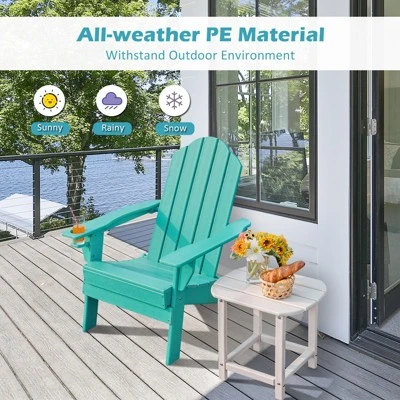 Tangkula 2PCS Folding Adirondack Chair Outdoor Adirondack Chair Weather Resistant Lounger For Backyard Porch Poolside Turquoise/Grey/White/Black 6 Tangkula 2PCS Folding Adirondack Chair Outdoor Adirondack Chair Weather Resistant Lounger For Backyard Porch Poolside Turquoise/Grey/White/Black - Image 4
