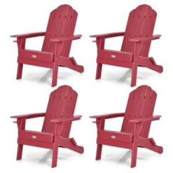 Tangkula 4PCS Patio Folding Adirondack Chair Weather Resistant Cup Holder Yard Red -Tangkula GUEST 2bb1cca4 15a9 4a07 826c 2372c1a6f70f