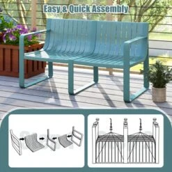 Tangkula Patio Loveseat 2-Person Bench W/ Curved Backrest Slatted Design For Backyard -Tangkula GUEST 2bbc9ae9 8a0a 4239 af3a bf1fb229fc53 1