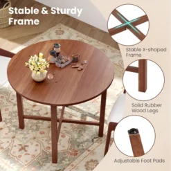 Tangkula 36" Foldable Kitchen Table Round Dining Table W/Solid Rubber Wood Legs 15 Tangkula 36" Foldable Kitchen Table Round Dining Table W/Solid Rubber Wood Legs -Tangkula GUEST 2bc4d7b7 2645 4a48 9442 43c3f4643d59