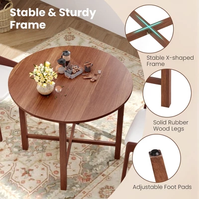 Tangkula 36" Foldable Kitchen Table Round Dining Table W/Solid Rubber Wood Legs 7 Tangkula 36" Foldable Kitchen Table Round Dining Table W/Solid Rubber Wood Legs - Image 5