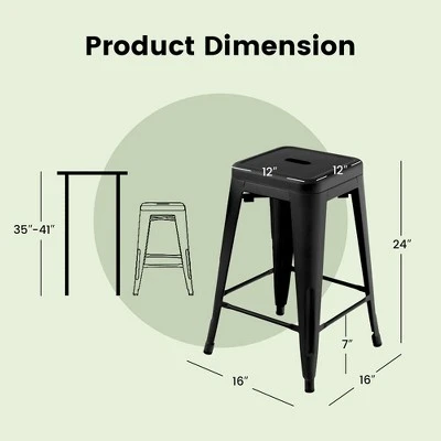 Tangkula 24" Set Of 4 Tolix Style Barstool Counter Height Metal Bar Stool Stackable Chair Black 5 Tangkula 24" Set Of 4 Tolix Style Barstool Counter Height Metal Bar Stool Stackable Chair Black - Image 3