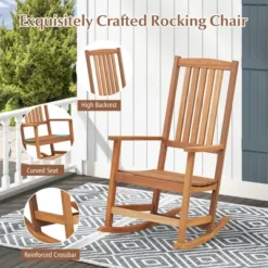 Tangkula Rocking Chair High-Back Outdoor Rocker With Smooth Rocking Base For Backyard -Tangkula GUEST 2be85b7f e8d1 4e8d a072 80e7c5d9744e 1