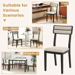 Tangkula Modern Dining Chairs Set Of 4 W/Tilt Backrest Rubber Wood Legs Soft Padded Seat -Tangkula GUEST 2bf841ff d457 47c9 ae10 2f31be5bfe78