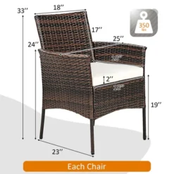 Tangkula Outdoor 2 PCS Rattan Dining Chair Patio Cushioned Arm Chair W/Zipper Brown -Tangkula GUEST 2bff85cc 0416 4952 a446 fa4130137375