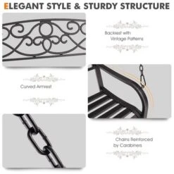 Tangkula Patio Hanging Porch Swing Outdoor 2-Person Metal Swing Bench Chair W/ Chains -Tangkula GUEST 2c05fb84 3685 4d53 9ccd c7f32f1d4171