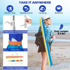 Tangkula 6.5 FT Beach Umbrella UPF50+ Sun Protection Portable Sunshade Parasol For Sand 18 Tangkula 6.5 FT Beach Umbrella UPF50+ Sun Protection Portable Sunshade Parasol For Sand -Tangkula GUEST 2c0aa68d fc07 481f ae01 edf711ead619