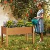 Tangkula Raised Garden Bed Elevated Fir Wood Planter Box W/ Drain Hole Garden Planter