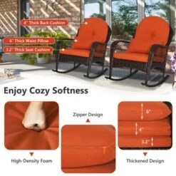 Tangkula Patio Garden Wicker Rattan Rocking Chair Furniture W/ Cushion -Tangkula GUEST 2c87617e aaf2 4fcb b4b9 35412820dd10