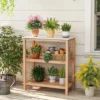 Tangkula 3-Tier Patio Garden Potting Bench Table W/ Acacia Wood 2 Slatted Shelves -Tangkula GUEST 2c8c4a29 80ac 4be1 be19 c6e25e5aa1a4