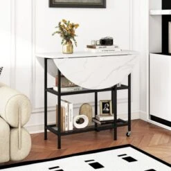 Tangkula Round Outdoor Dining Table For 4 People 36 Inch Acacia Wood Patio Table For Yard