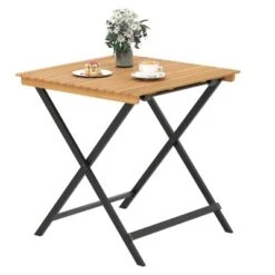 Tangkula 28" Patio Folding Table W/ Slatted Tabletop Portable Bistro Dining Table -Tangkula GUEST 2cc9c98c ccae 4f18 9563 1d41eec9e76a