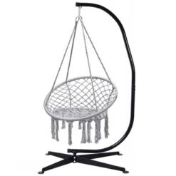 Tangkula Hammock Chair Hanging Cotton Rope Macrame Swing Chair W/ Stand Gray 21 Tangkula Hammock Chair Hanging Cotton Rope Macrame Swing Chair W/ Stand Gray -Tangkula GUEST 2ccb6151 4968 43c9 8163 ac08f23b1bf3