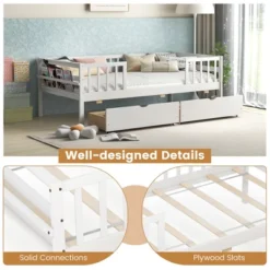 Tangkula Twin Size Kids Bed W/ Storage 2 Pull-out Drawers Side Shelf For Children & Teens -Tangkula GUEST 2cd202b8 2baa 4ab9 82e6 e2e1ca66f8b5